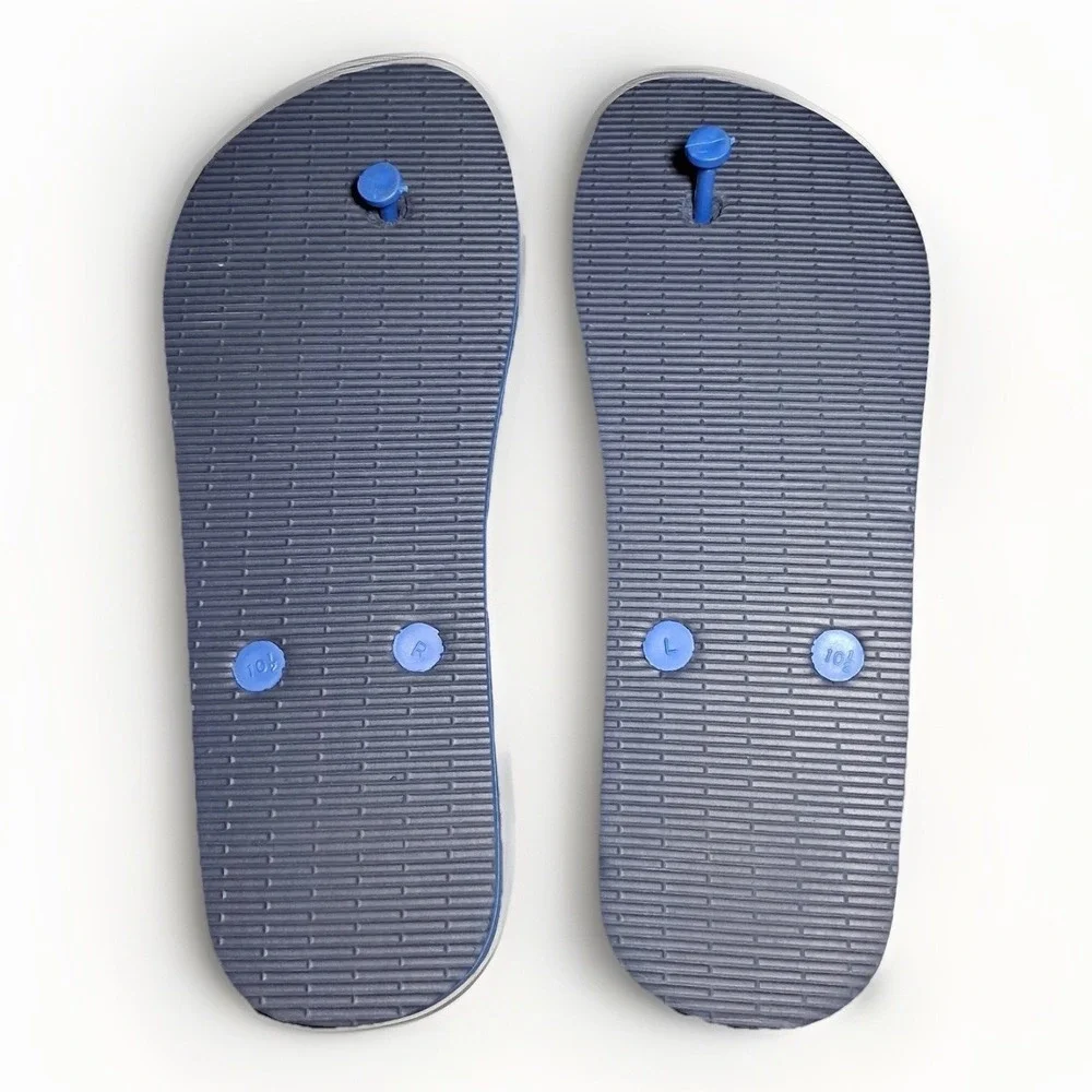 Seven Mens Flip Flop Sandals Blue Navy Textured Footbed Thong Size 10.5